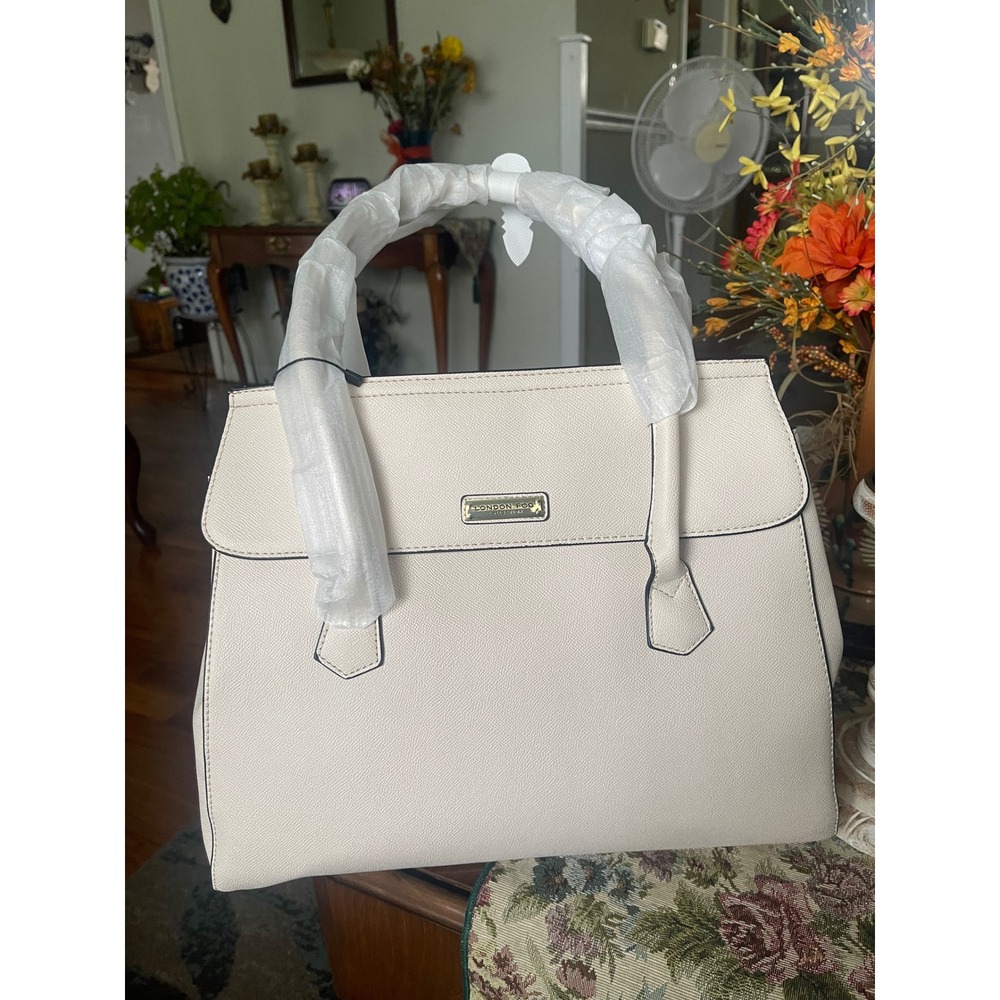 cream caviar-embossed London Fog Maille Tote Bag 100th-anniversary collection.